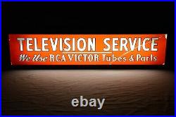 Vintage Rca Television Service Victor Tubes & Parts Reverse Painted Glass Sign