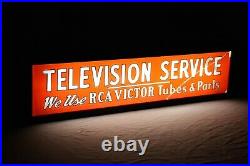 Vintage Rca Television Service Victor Tubes & Parts Reverse Painted Glass Sign