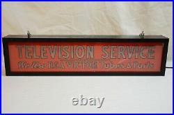 Vintage Rca Television Service Victor Tubes & Parts Reverse Painted Glass Sign