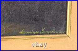 Vintage Red Rose Floral Oil Painting Signed Illegible