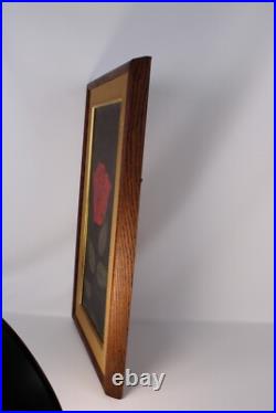 Vintage Red Rose Floral Oil Painting Signed Illegible