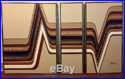 Vintage Retro 70's-80's MCM Signed Letterman Triptych 3 Panel Painting