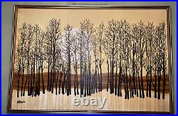 Vintage Retro 70's-80's Signed Letterman Large Format Painting Trees Sunset