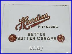 Vintage Reverse Painted Glass Hardie's Candy Pittsburgh General Store Antique