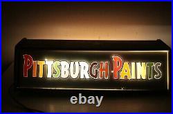 Vintage Reverse Painted Glass & Wood Pittsburgh Paints Store Sign Advertising