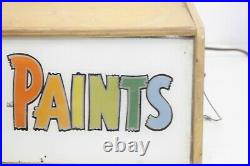 Vintage Reverse Painted Glass & Wood Pittsburgh Paints Store Sign Advertising