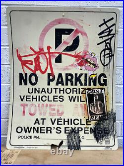 Vintage Riot Hypo COST REVS Banksy NYC Street Graffiti Art No Parking Sign