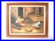 Vintage Roosters And Chickens Farmyard Oil Painting Signed M. Aaron