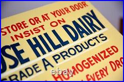 Vintage Rose Hill Dairy Farm Painted Sign Original Grade A Milk Cow Cattle old