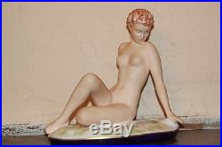 Vintage Royal Dux Statue Figurine Nude Woman Bohemia Hand Painted Signed