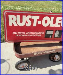 Vintage Rust-Oleum Paint Store SIGN & WAGON Display Set Rustoleum Double Sided
