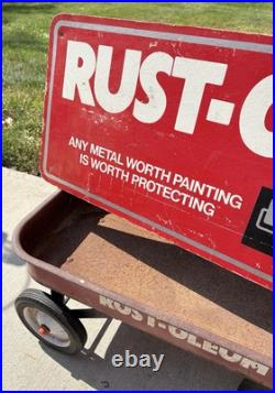 Vintage Rust-Oleum Paint Store SIGN & WAGON Display Set Rustoleum Double Sided