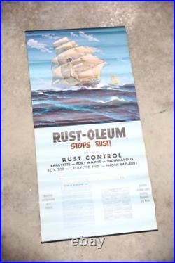 Vintage Rust-oleum spray paint Can Advertising Calendar Sailboat ship 1967 sign