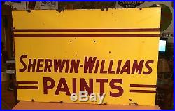 Vintage SHERWIN WILLIAMS PAINT PORCELAIN SIGN Large Hardware Industrial