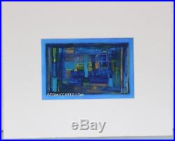 Vintage SIGNED Mid Century Modern MOD CUBIST BLOCK Geometric Abstract PAINTING