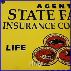 Vintage STATE FARM MUTUAL AGENT Sign Double Sided Painted Insurance Fire Life