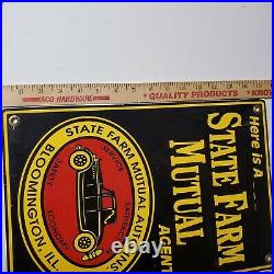 Vintage STATE FARM MUTUAL AGENT Sign Double Sided Painted Insurance Fire Life