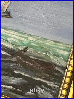 Vintage Sailboat Clipper Ships Oil Paintings Signed Custom Frames 1969 Set of 3