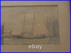 Vintage Sailboat Watercolor Painting Signed By Whitney Myron Hubbard 9x 11