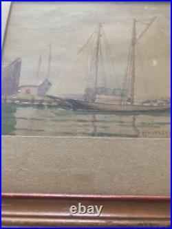 Vintage Sailboat Watercolor Painting Signed By Whitney Myron Hubbard 9x 11