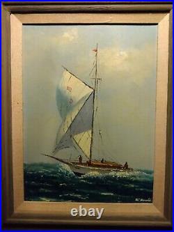 Vintage Sailing Yacht, Original Oil Painting. Signed W. Donald. Yacht Race