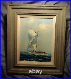 Vintage Sailing Yacht, Original Oil Painting. Signed W. Donald. Yacht Race