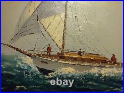 Vintage Sailing Yacht, Original Oil Painting. Signed W. Donald. Yacht Race