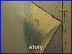Vintage Sailing Yacht, Original Oil Painting. Signed W. Donald. Yacht Race
