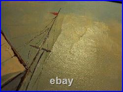 Vintage Sailing Yacht, Original Oil Painting. Signed W. Donald. Yacht Race