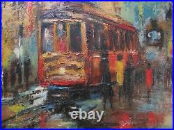 Vintage San Francisco Painting By Kern Expressionism Abstract City Urban Mod