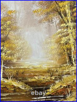 Vintage Schiller Signed Landscape Oil Painting River Meadow Brook Creek Trees