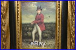 Vintage Scottish Golfer Framed Re-pro Oil Painting