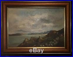 Vintage Scottish Oil Isle of Skye signed G. E. Woods Coastal Scene