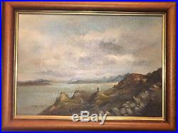 Vintage Scottish Oil Isle of Skye signed G. E. Woods Coastal Scene