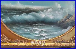 Vintage Sea Scape Oil Painting Signed Artist Talmann Framed In Antique Frame