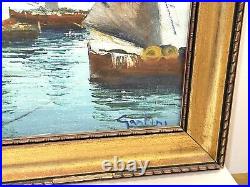 Vintage Seascape Art Painting On Canvas Signed Framed