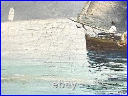 Vintage Seascape Art Painting On Canvas Signed Framed