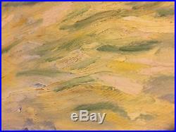 Vintage Seascape Oil Painting Canvas Signed F. Nystrom & R. Wood Beach Ocean