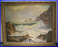 Vintage Seascape Oil Painting Signed