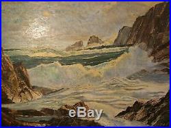 Vintage Seascape Oil Painting Signed