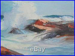 Vintage Seascape Oil Painting signed June Cunningham Arlington Massachusetts Ma