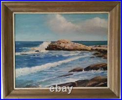 Vintage Seascape Oil on Board 1956 Ocean Scene Signed Coman Atlantic Painting