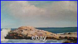 Vintage Seascape Oil on Board 1956 Ocean Scene Signed Coman Atlantic Painting