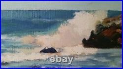 Vintage Seascape Oil on Board 1956 Ocean Scene Signed Coman Atlantic Painting