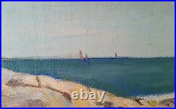 Vintage Seascape Oil on Board 1956 Ocean Scene Signed Coman Atlantic Painting