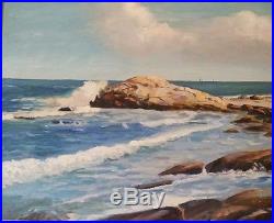 Vintage Seascape Oil on Board 1956 Ocean Scene Signed Coman Atlantic Painting