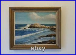 Vintage Seascape Oil on Board 1956 Ocean Scene Signed Coman Atlantic Painting