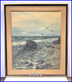 Vintage Seascape Painting On Canvas And Framed Signed