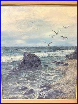 Vintage Seascape Painting On Canvas And Framed Signed