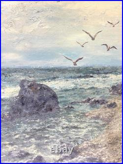 Vintage Seascape Painting On Canvas And Framed Signed